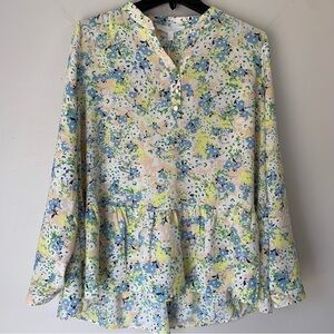 New! Adyson Parker Floral V Neck Long sleeve Blouse Top Size Large